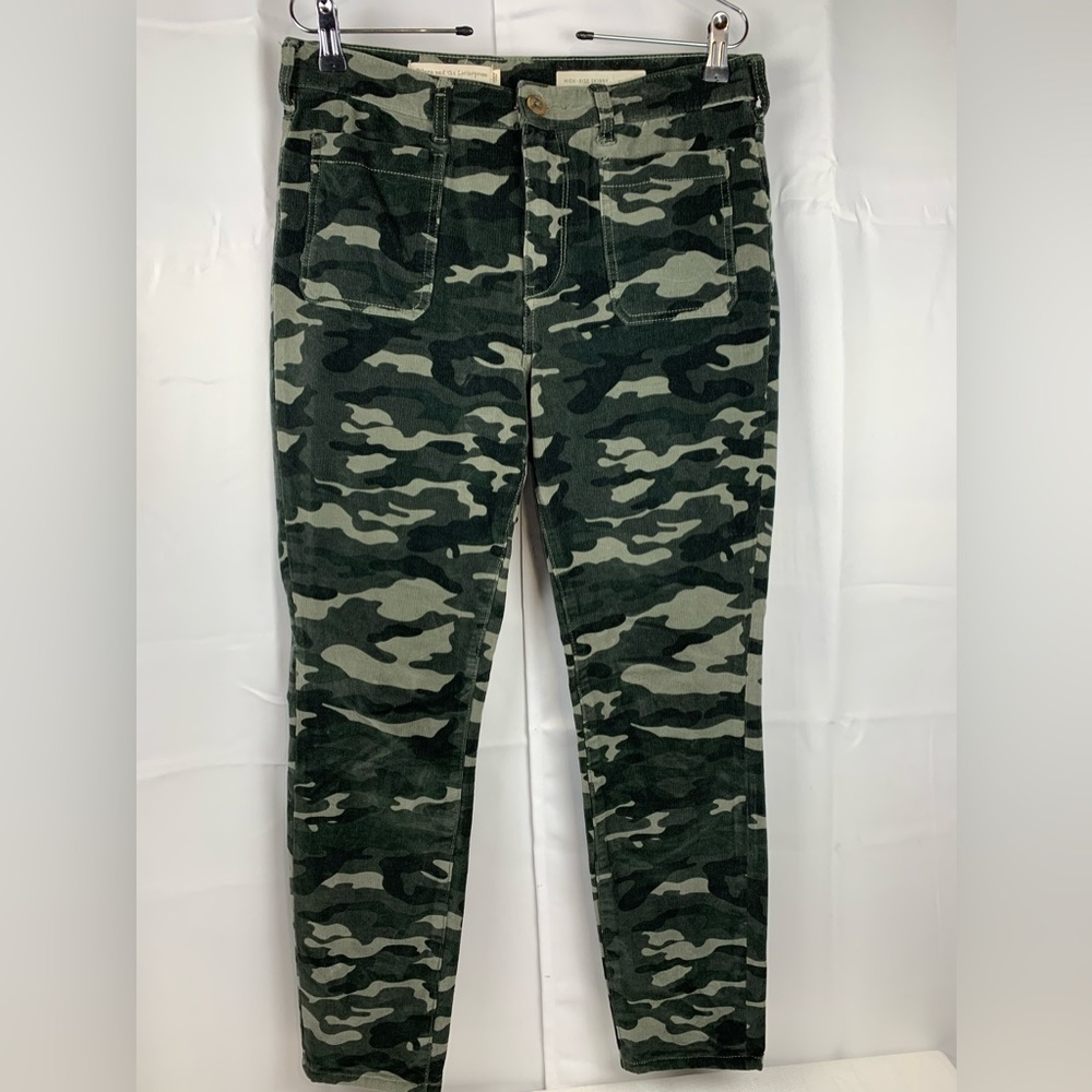 Pilcro And The Letterpress Camo Womens High Rise Skinny Pants Corduroy Size 32
